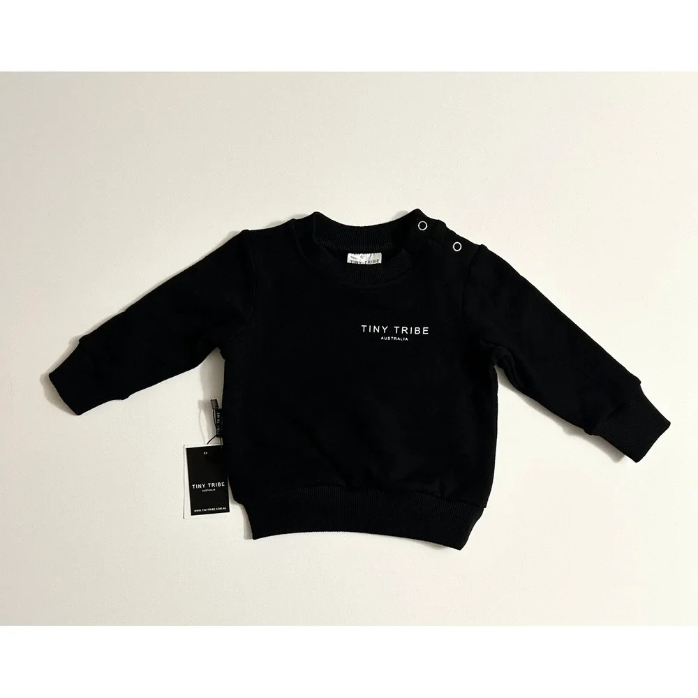 Tiny Tribe Australia Kids Black Sweatshirt and Jogger Set 9-12M NWT
